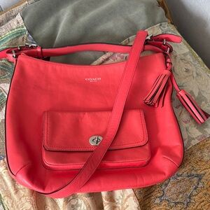 Coach Vibrant Coral Leather Shoulder Bag